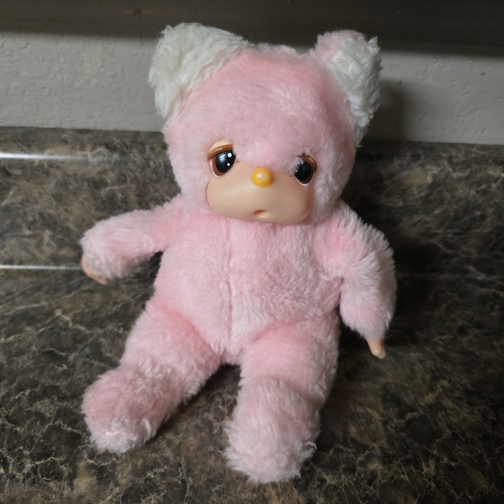 Vintage Russ Berrie FELICIA Thumb Sucking Doll Plush Pink Bear